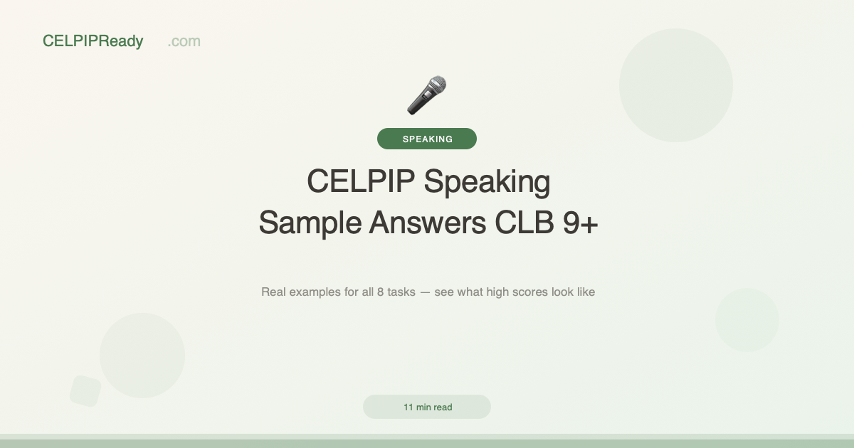 CELPIP Speaking Sample Answers: CLB 9 Examples for All 8 Tasks (2026 ...