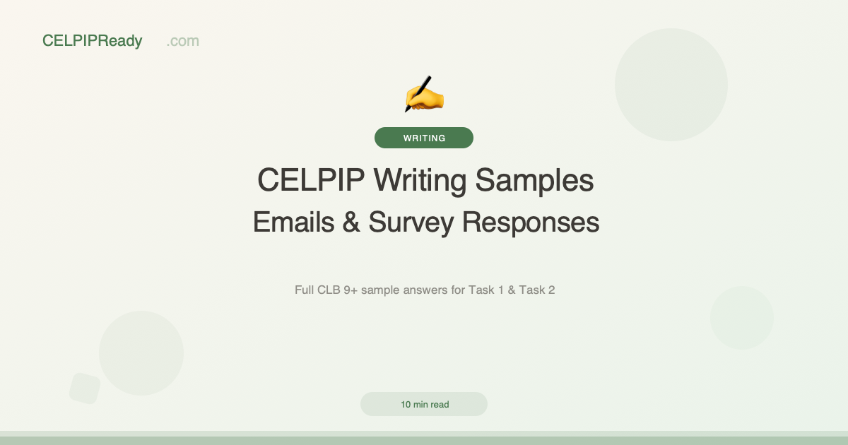 Pip Email Examples CELPIP Writing Sample Answers — CLB 9+ Emails & Survey Responses ...