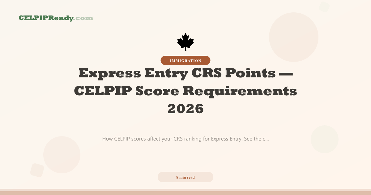 Express Entry CRS Points — CELPIP Score Requirements 2026 | CELPIPReady